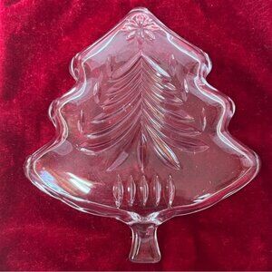 NIB Mikasa Yuletide Tree Clear Small Candy Sweets Dish Plates Set of 3